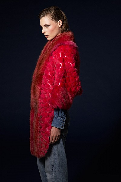 NERINE FOX & BEAVER LONG CAPE JACKET