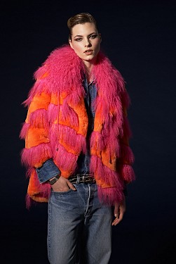 CARNATION REX RABBIT & TIBET LAMB COAT