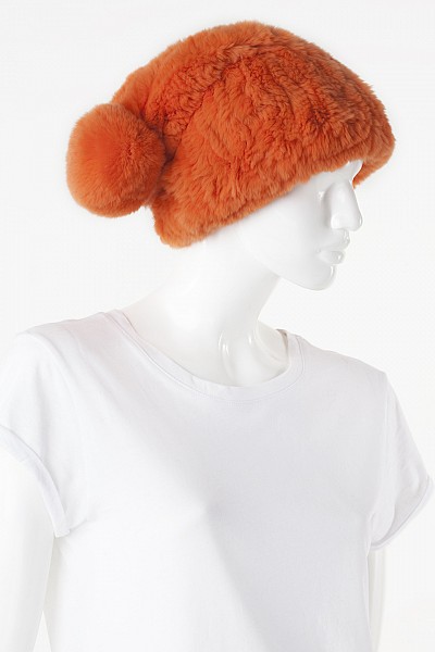 EMMA ORANGE REX RABBIT BEANIE