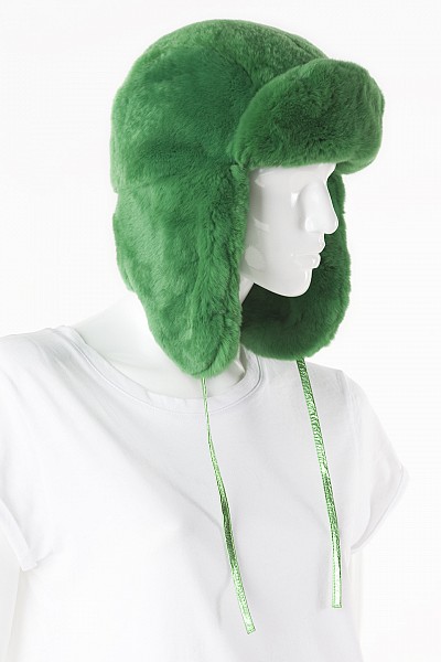 PAVO GREEN REX RABBIT TRAPPER HAT