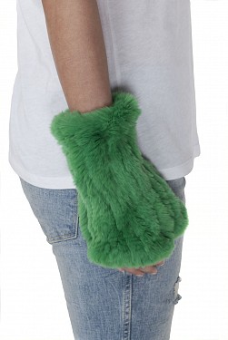 ASELLA GREEN REX RABBIT SHORT MITTENS