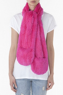 IRIS PINK REX RABBIT SCARF WITH POCKETS