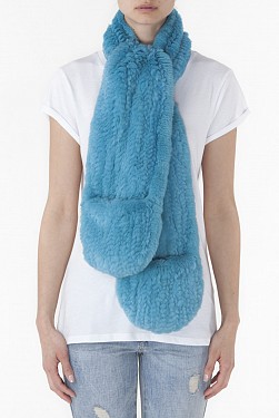 IRIS BLUE REX RABBIT SCARF WITH POCKETS