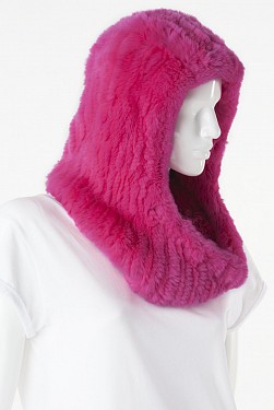 CLARE PINK KNITTED REX RABBIT HOOD