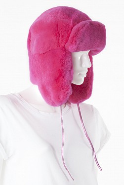 PAVO PINK REX RABBIT TRAPPER HAT