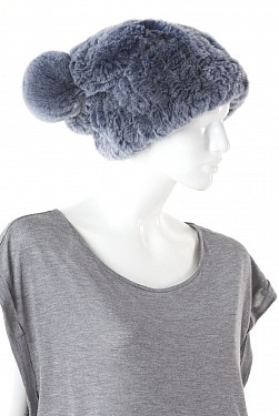 EMMA DUSTY BLUE REX RABBIT BEANIE