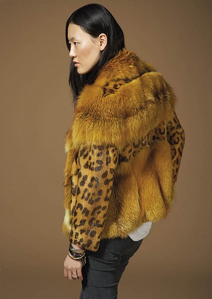 DEMOLEON FOX AND LEOPARD PRINT WEASEL JACKET