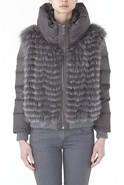 PRIMA GREY PUFFA JACKET FOX TRIM