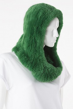 CLARE GREEN KNITTED REX RABBIT HOOD