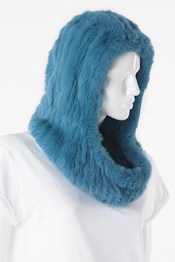 CLARE BLUE KNITTED REX RABBIT HOOD